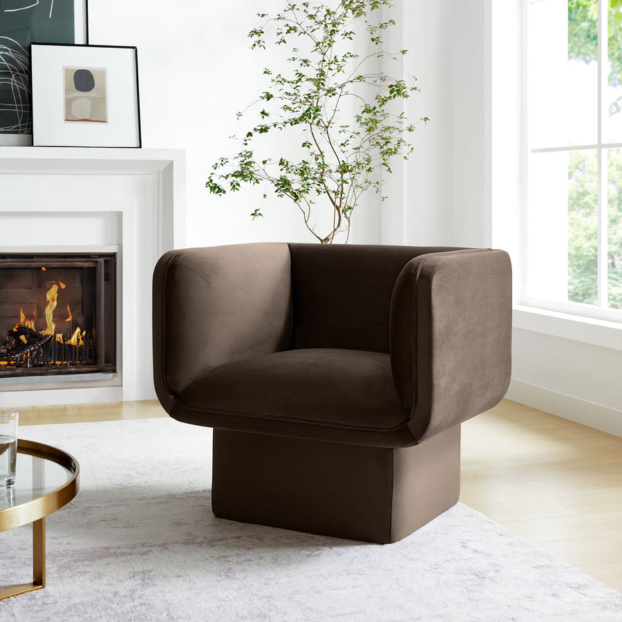Roskilde Performance Velvet Accent Chair in Chocolate Brown