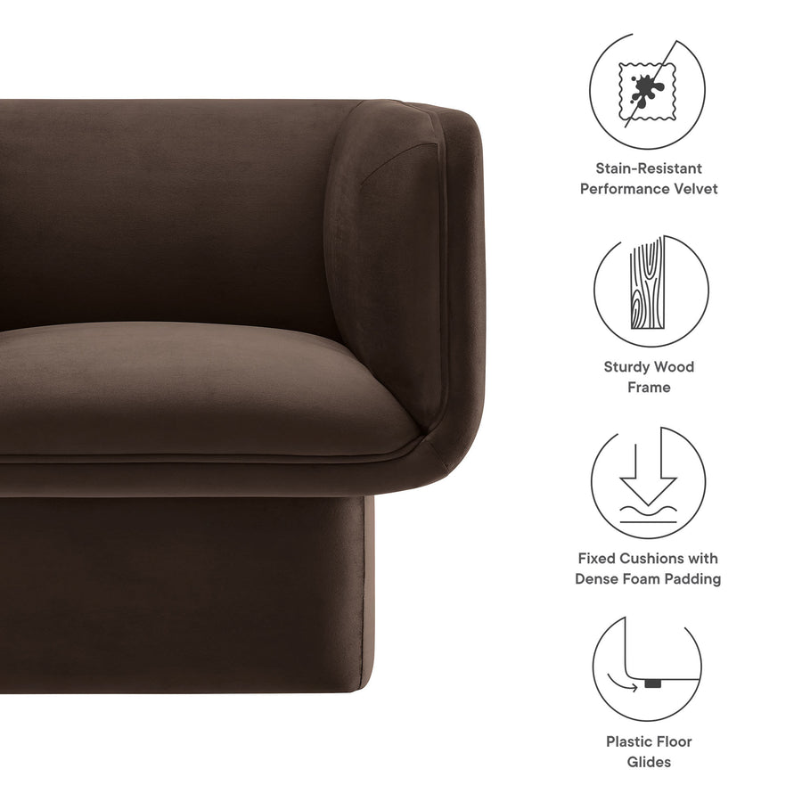 Roskilde Performance Velvet Accent Chair in Chocolate Brown