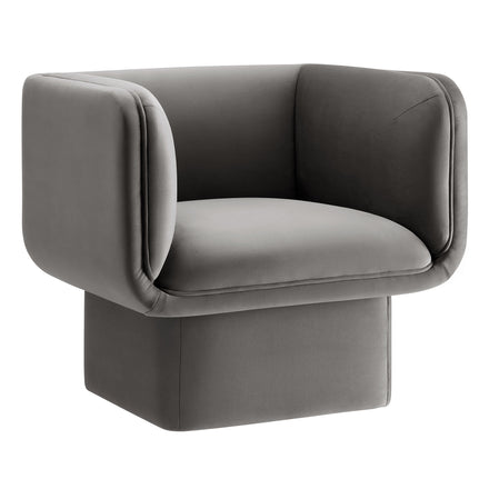 Tate Performance Velvet Accent Chair in Storm Gray