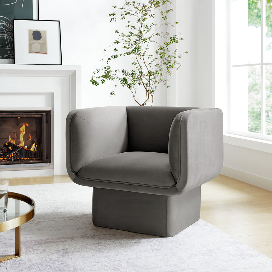 Roskilde Performance Velvet Accent Chair in Storm Gray