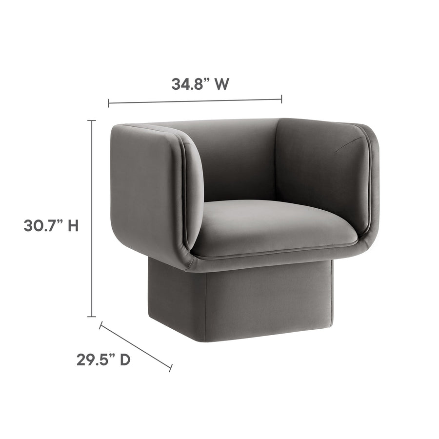 Roskilde Performance Velvet Accent Chair in Storm Gray