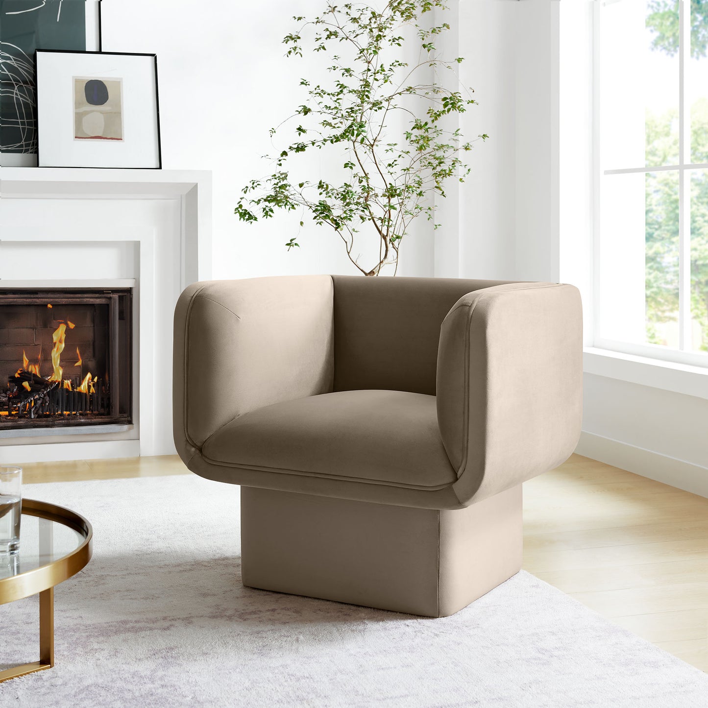 Tate Performance Velvet Accent Chair by Furniture For America