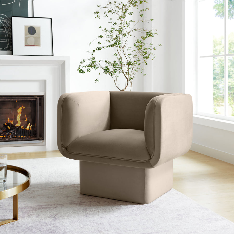 Roskilde Performance Velvet Accent Chair in Taupe
