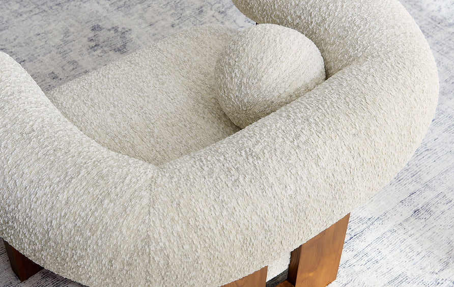 Saxifrage Boucle Accent Chair in Pearl