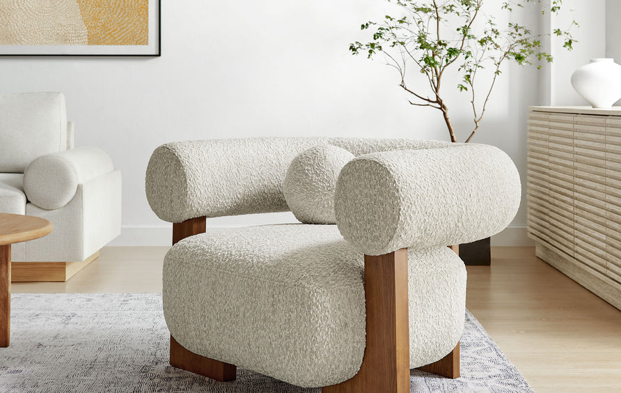Saxifrage Boucle Accent Chair in Pearl