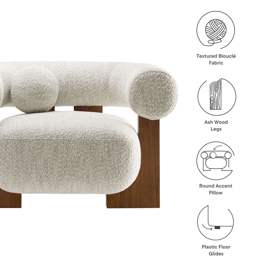 Saxifrage Boucle Accent Chair in Pearl