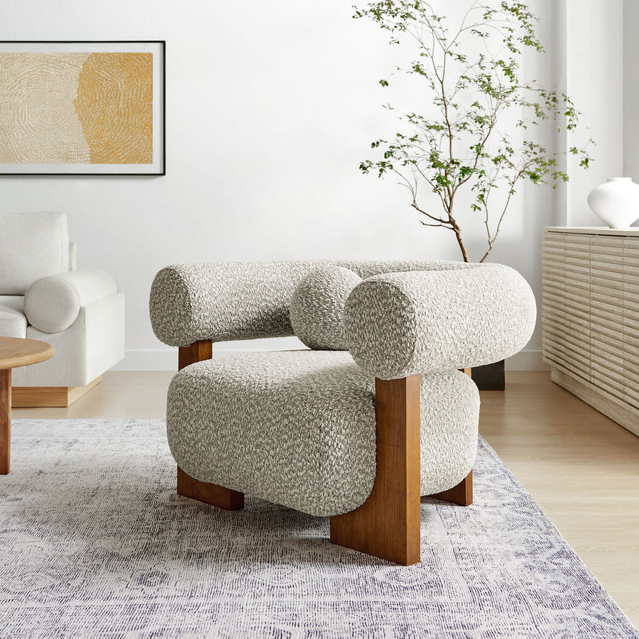 Saxifrage Boucle Accent Chair in River Rock
