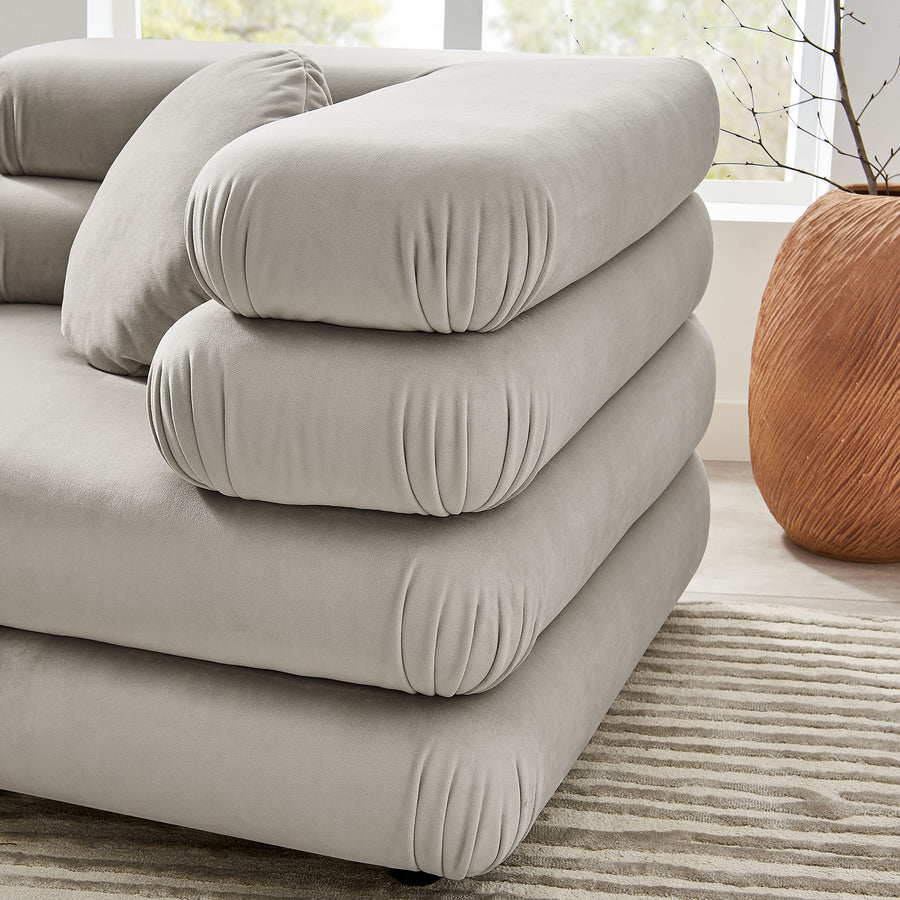 Beckett 3-Piece Modular Performance Velvet Sectional Sofa in Almond
