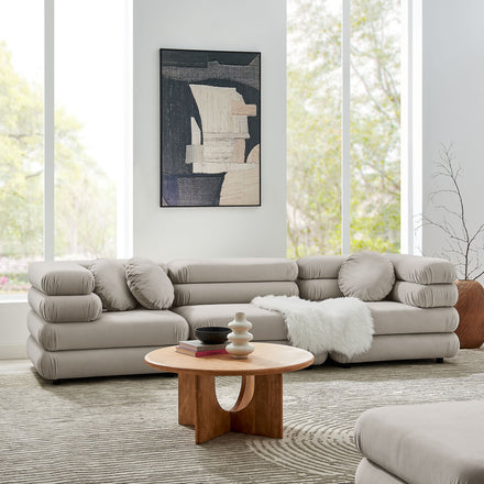 Jubilee 3-Piece Modular Performance Velvet Sectional Sofa in Almond