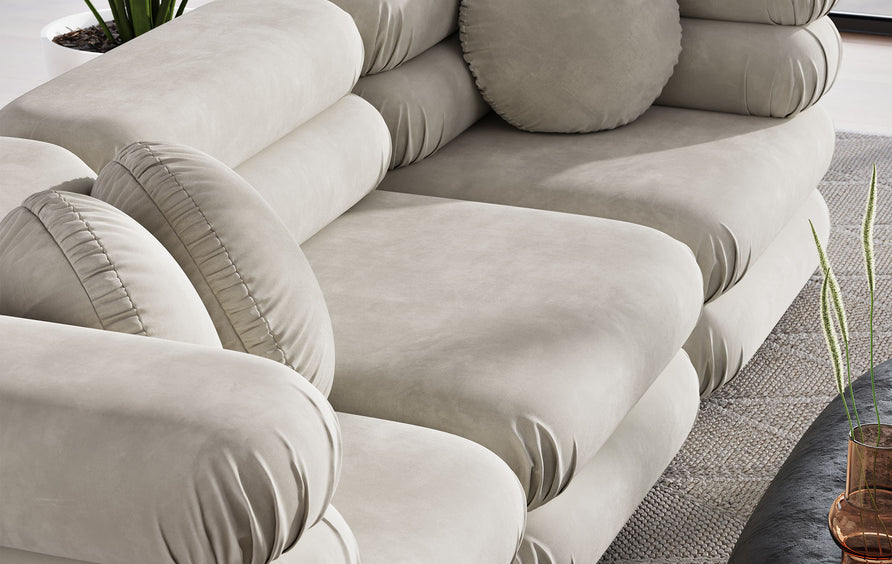 Beckett 3-Piece Modular Performance Velvet Sectional Sofa in Almond