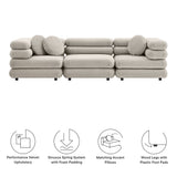 Beckett 3-Piece Modular Performance Velvet Sectional Sofa in Almond