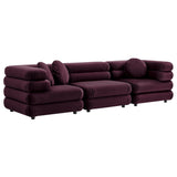 Beckett 3-Piece Modular Performance Velvet Sectional Sofa in Mulberry