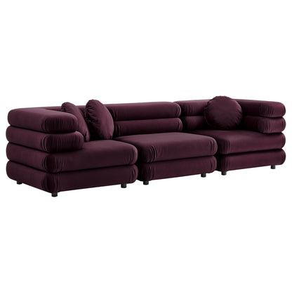 Jubilee 3-Piece Modular Performance Velvet Sectional Sofa by Furniture for America