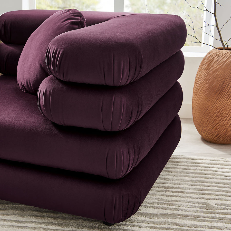 Beckett 3-Piece Modular Performance Velvet Sectional Sofa in Mulberry