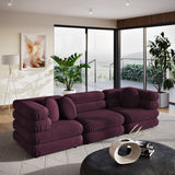 Beckett 3-Piece Modular Performance Velvet Sectional Sofa in Mulberry