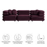 Beckett 3-Piece Modular Performance Velvet Sectional Sofa in Mulberry