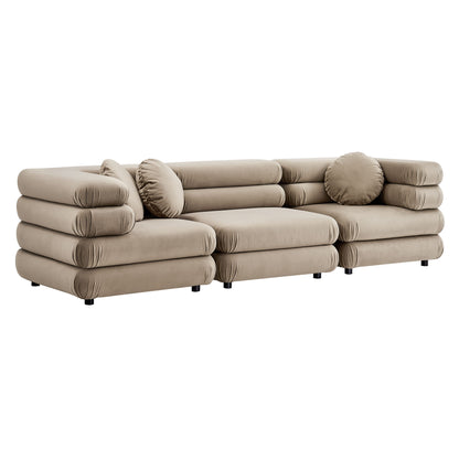 Jubilee 3-Piece Modular Performance Velvet Sectional Sofa by Furniture for America