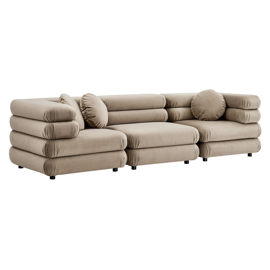 Beckett 3-Piece Modular Performance Velvet Sectional Sofa in Taupe