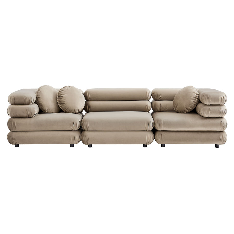 Beckett 3-Piece Modular Performance Velvet Sectional Sofa in Taupe