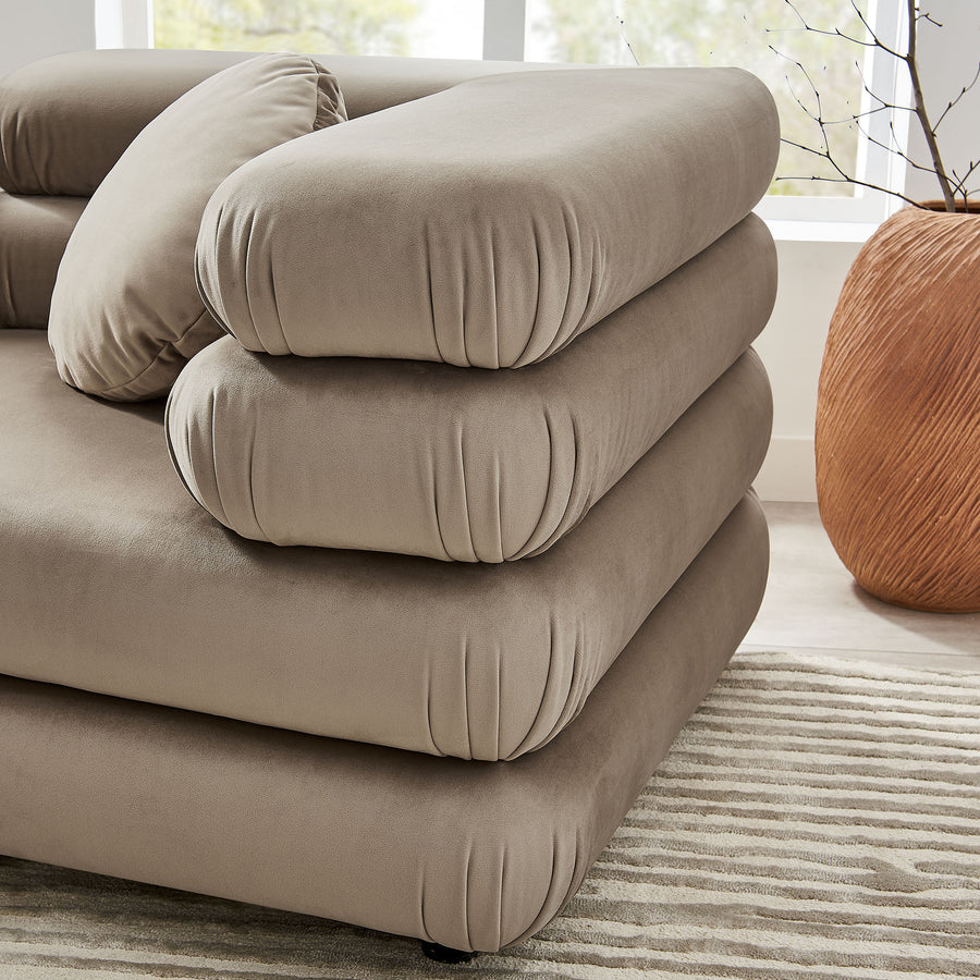 Beckett 3-Piece Modular Performance Velvet Sectional Sofa in Taupe