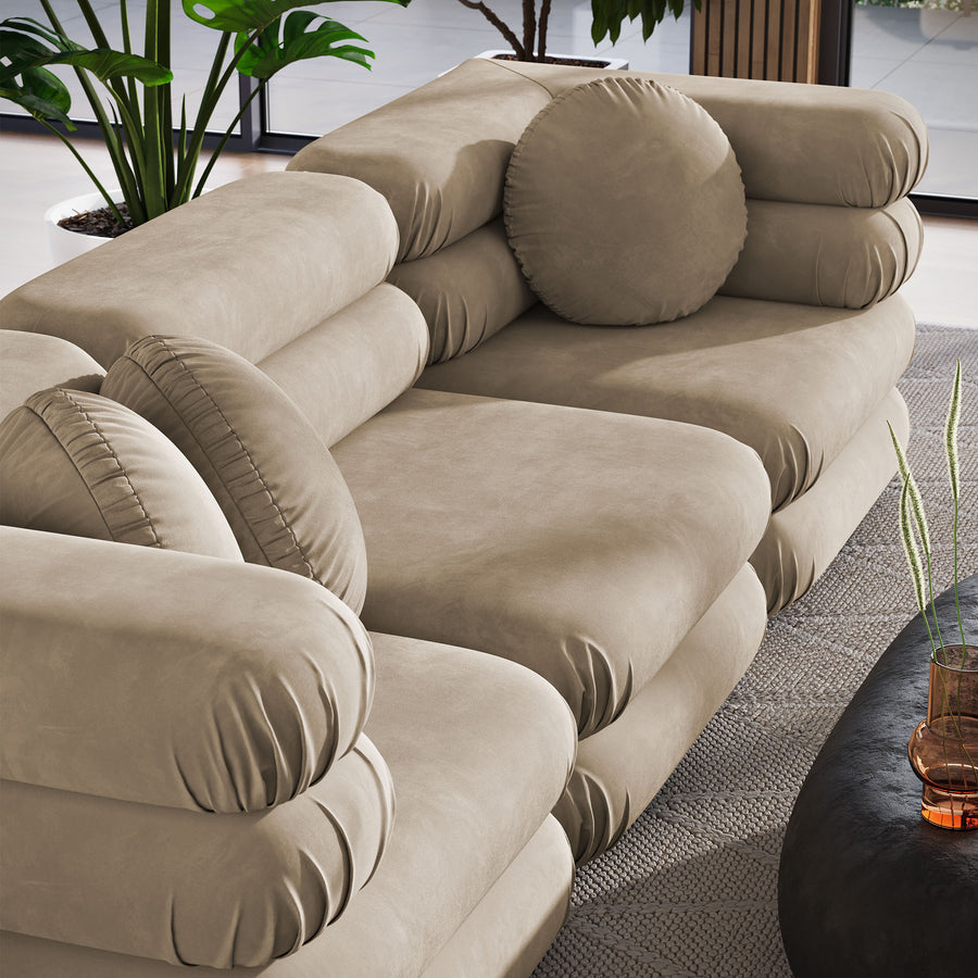 Beckett 3-Piece Modular Performance Velvet Sectional Sofa in Taupe