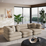 Beckett 3-Piece Modular Performance Velvet Sectional Sofa in Taupe