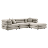 Beckett 4-Piece Modular Performance Velvet Sectional Sofa in Almond
