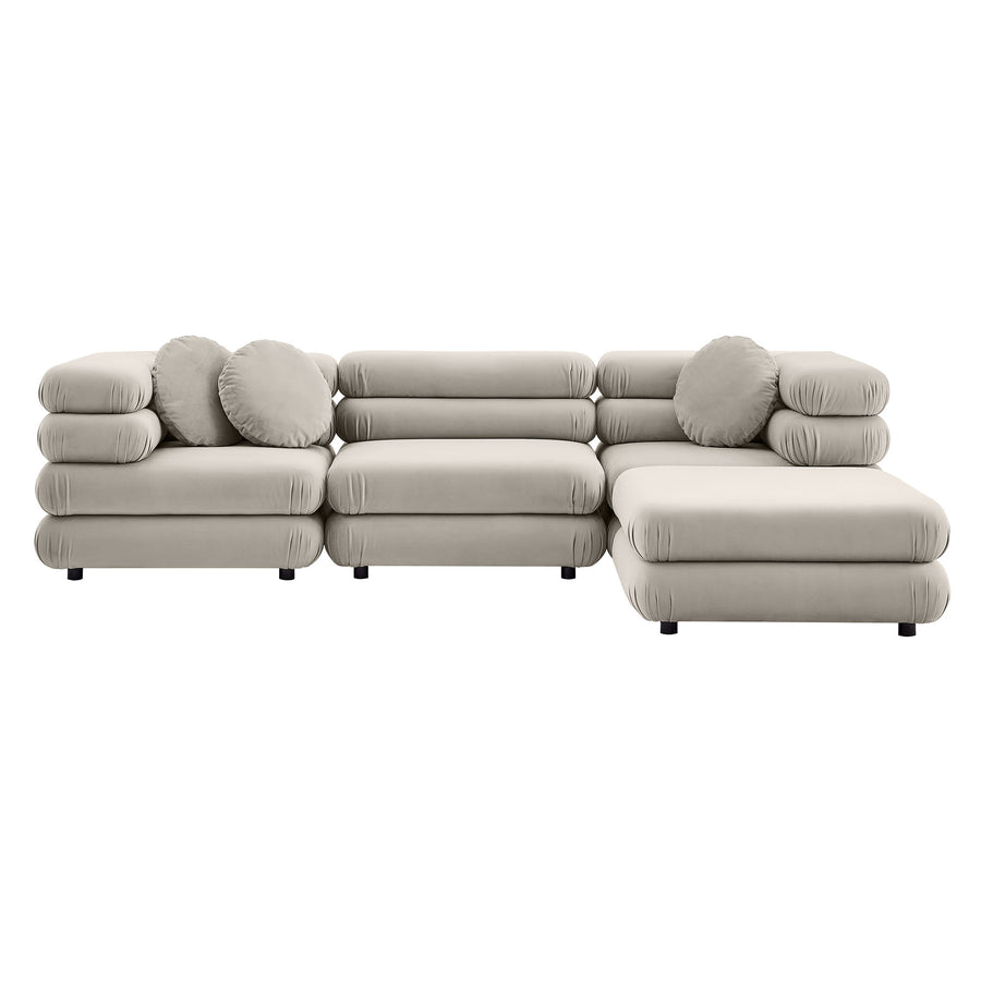 Beckett 4-Piece Modular Performance Velvet Sectional Sofa in Almond