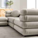 Beckett 4-Piece Modular Performance Velvet Sectional Sofa in Almond