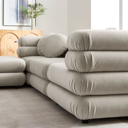 Jubilee 4-Piece Modular Performance Velvet Sectional Sofa in Almond