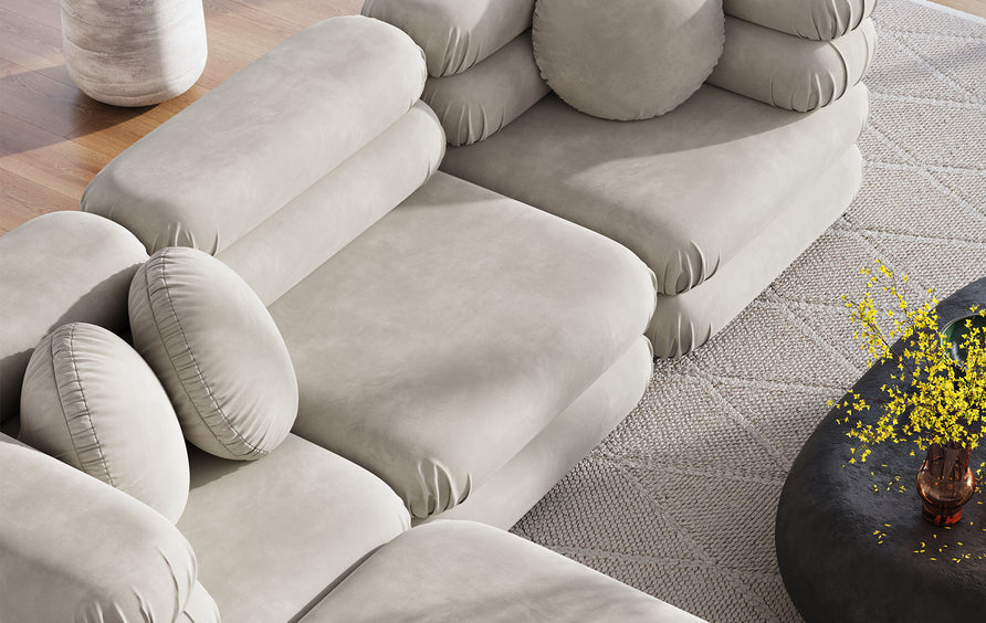 Beckett 4-Piece Modular Performance Velvet Sectional Sofa in Almond