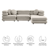Beckett 4-Piece Modular Performance Velvet Sectional Sofa in Almond