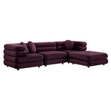 Beckett 4-Piece Modular Performance Velvet Sectional Sofa in Mulberry
