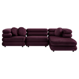 Beckett 4-Piece Modular Performance Velvet Sectional Sofa in Mulberry