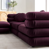 Beckett 4-Piece Modular Performance Velvet Sectional Sofa in Mulberry