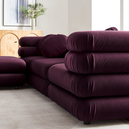 Jubilee 4-Piece Modular Performance Velvet Sectional Sofa in Mulberry