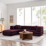 Beckett 4-Piece Modular Performance Velvet Sectional Sofa in Mulberry