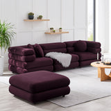 Beckett 4-Piece Modular Performance Velvet Sectional Sofa in Mulberry