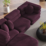 Beckett 4-Piece Modular Performance Velvet Sectional Sofa in Mulberry