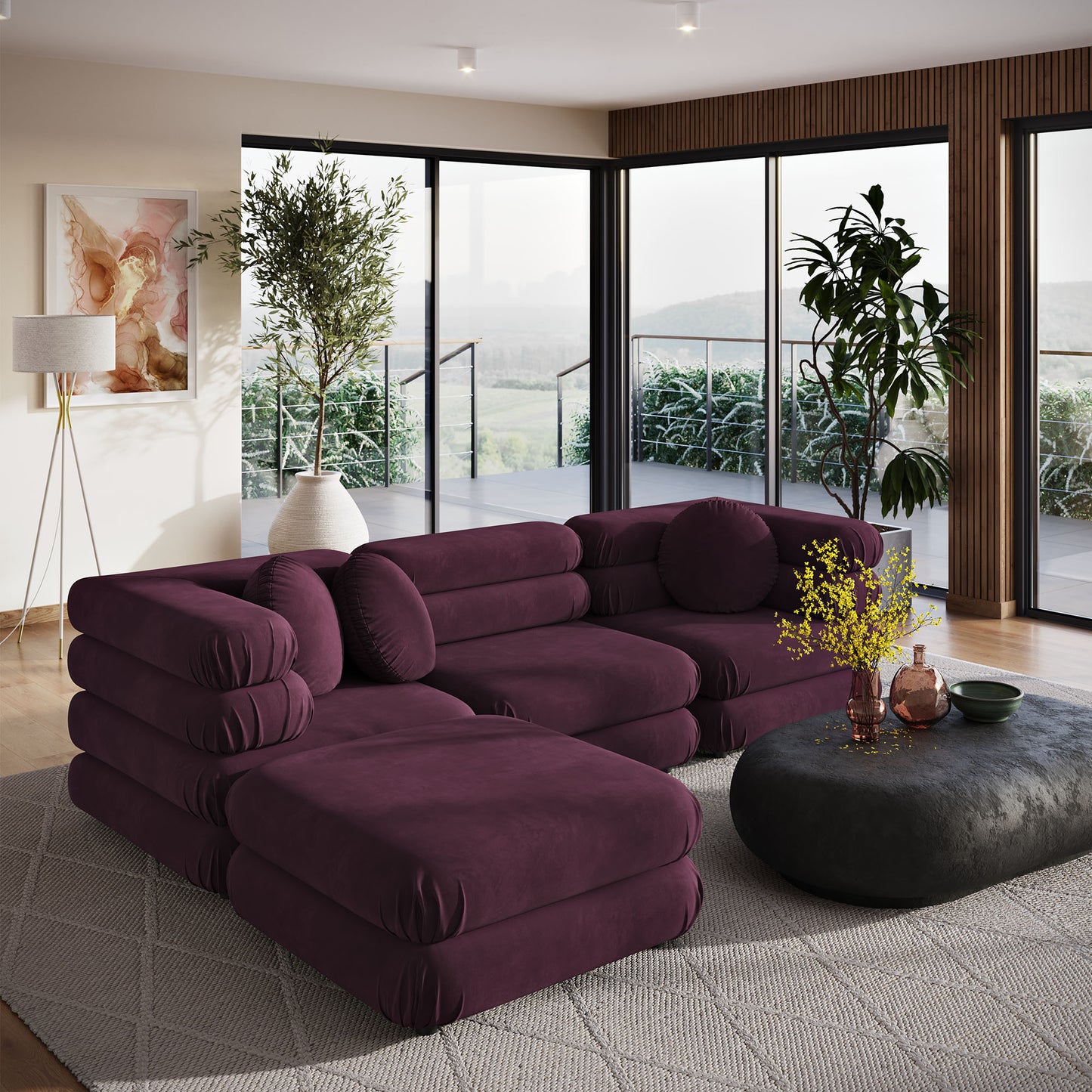 Jubilee 4-Piece Modular Performance Velvet Sectional Sofa by Furniture for America