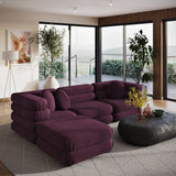 Beckett 4-Piece Modular Performance Velvet Sectional Sofa in Mulberry