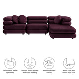 Beckett 4-Piece Modular Performance Velvet Sectional Sofa in Mulberry
