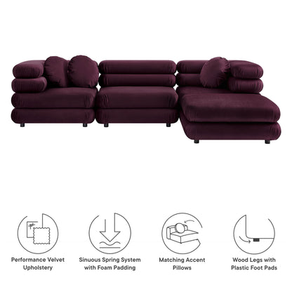 Jubilee 4-Piece Modular Performance Velvet Sectional Sofa by Furniture for America