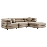 Beckett 4-Piece Modular Performance Velvet Sectional Sofa in Taupe