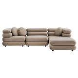 Beckett 4-Piece Modular Performance Velvet Sectional Sofa in Taupe