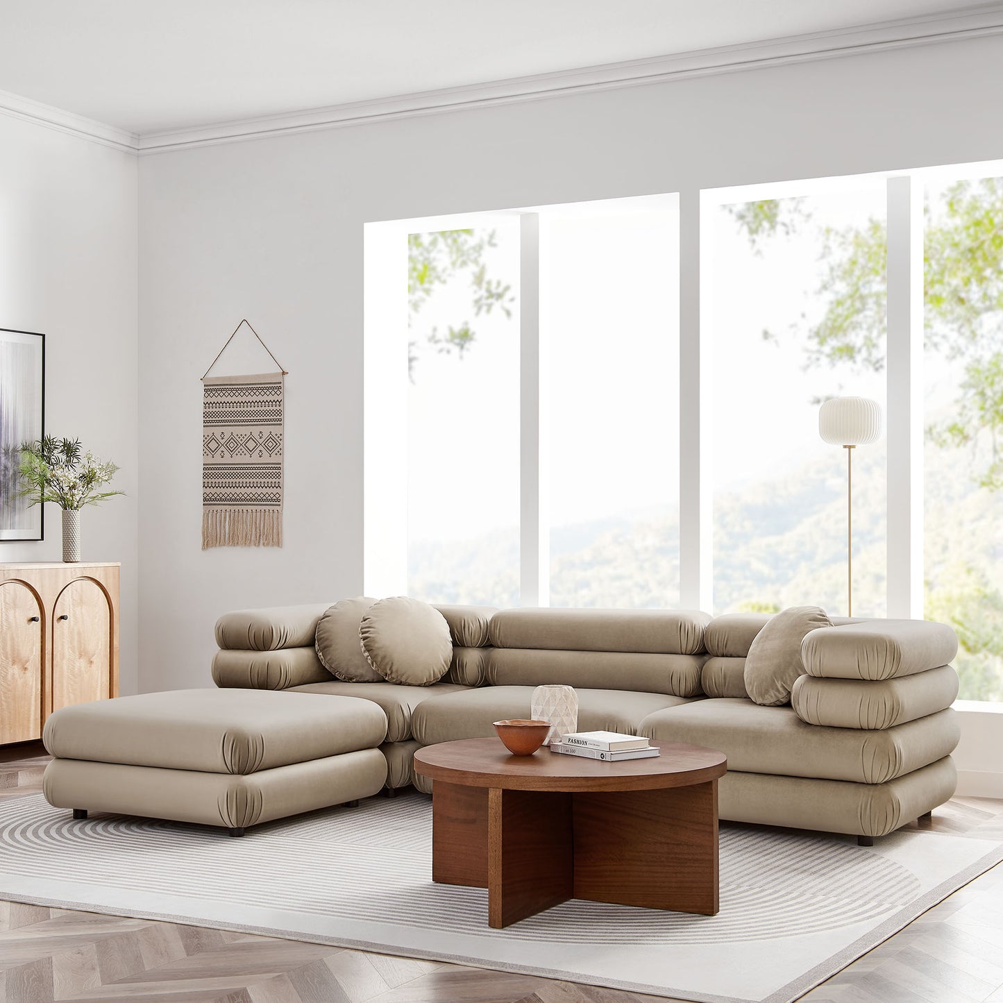 Jubilee 4-Piece Modular Performance Velvet Sectional Sofa by Furniture for America