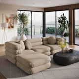 Beckett 4-Piece Modular Performance Velvet Sectional Sofa in Taupe