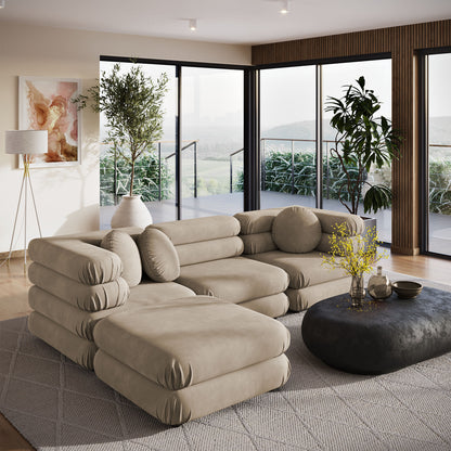 Jubilee 4-Piece Modular Performance Velvet Sectional Sofa by Furniture for America