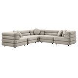 Beckett 5-Piece Modular Performance Velvet Sectional Sofa in Almond