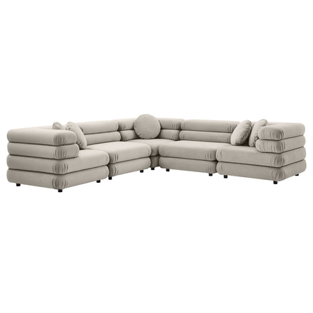 Jubilee 5-Piece Modular Performance Velvet Sectional Sofa in Almond